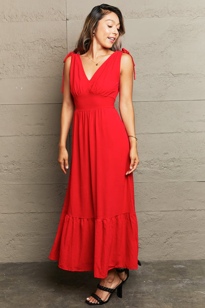 Perfee Drawstring V-Neck Sleeveless Dress