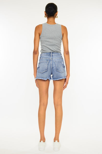 Kancan Distressed Raw Hem Denim Shorts