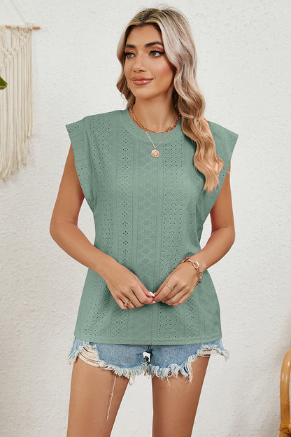 Eyelet Round Neck Tank