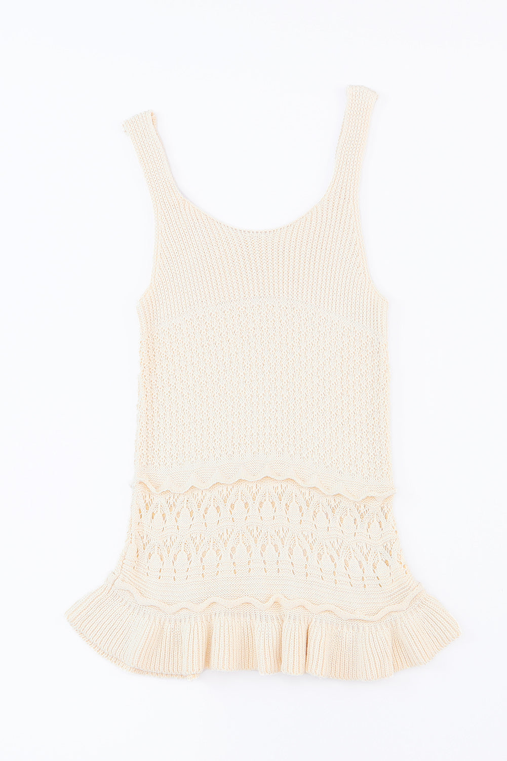 Full Size Ruffled Openwork Wide Strap Tank