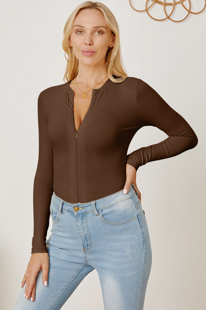 Zip Up Long Sleeve Bodysuit